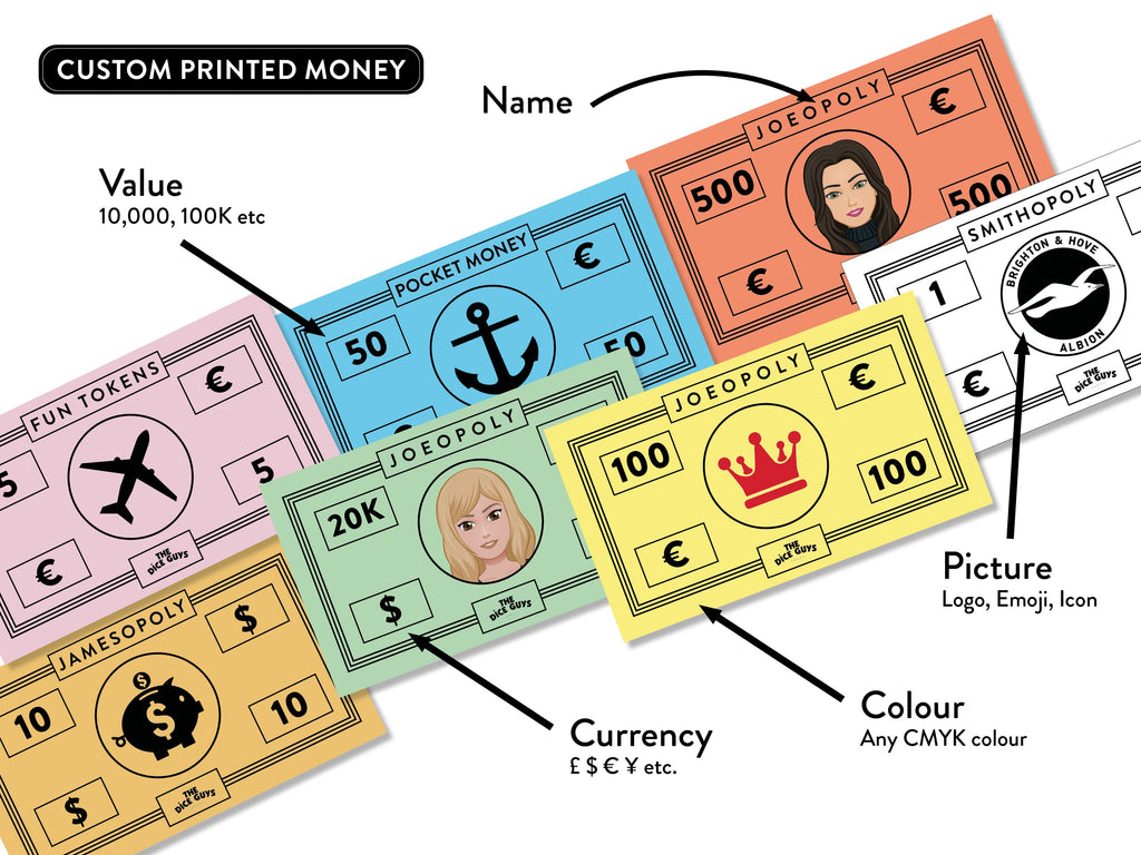 Custom Money - Card Money Game - The Dice Guys